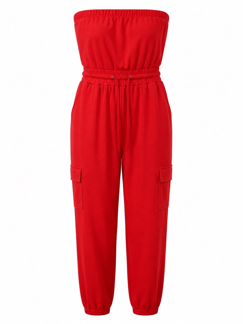 Strapless Cargo Jumpsuit - Orange